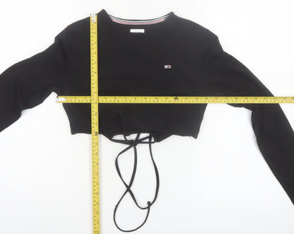 Tommy Jeans Women's Black Cropped Long Sleeve Top M