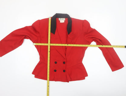 Moonlighting Women’s Red Double-Breasted Suit Jacket Size 10 Classic Fit
