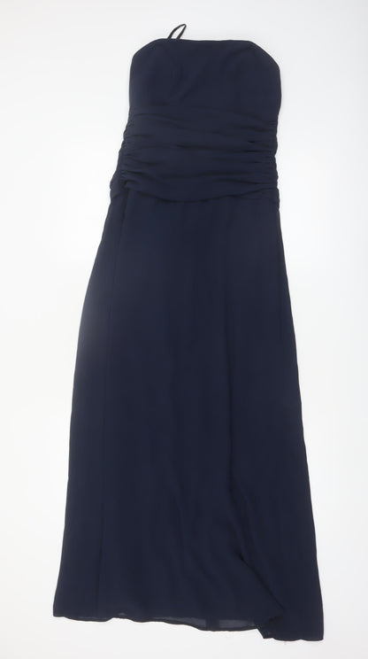 Dessy Collection Women's Blue Strapless Long Formal Dress Size 10