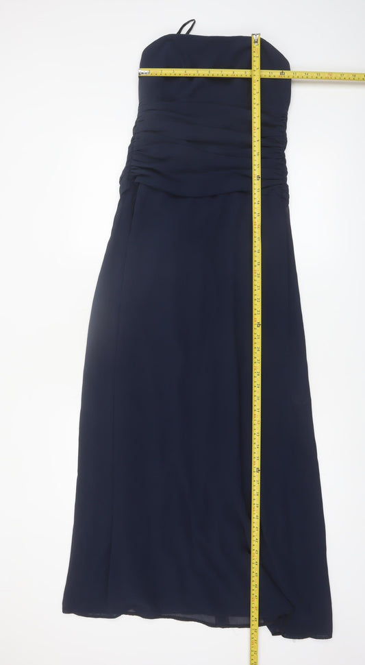 Dessy Collection Women's Blue Strapless Long Formal Dress Size 10