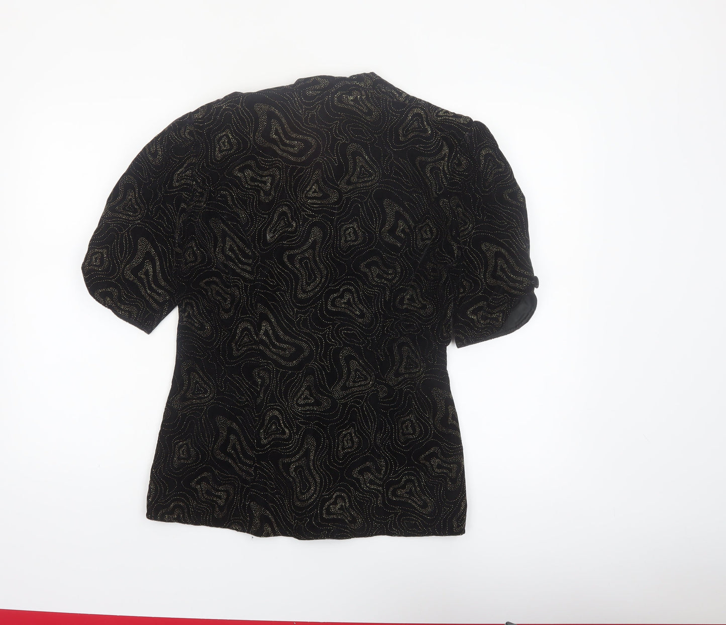 Charlotte Halton Women’s Black Beaded Velvet Blouse Size 12 Evening Classic