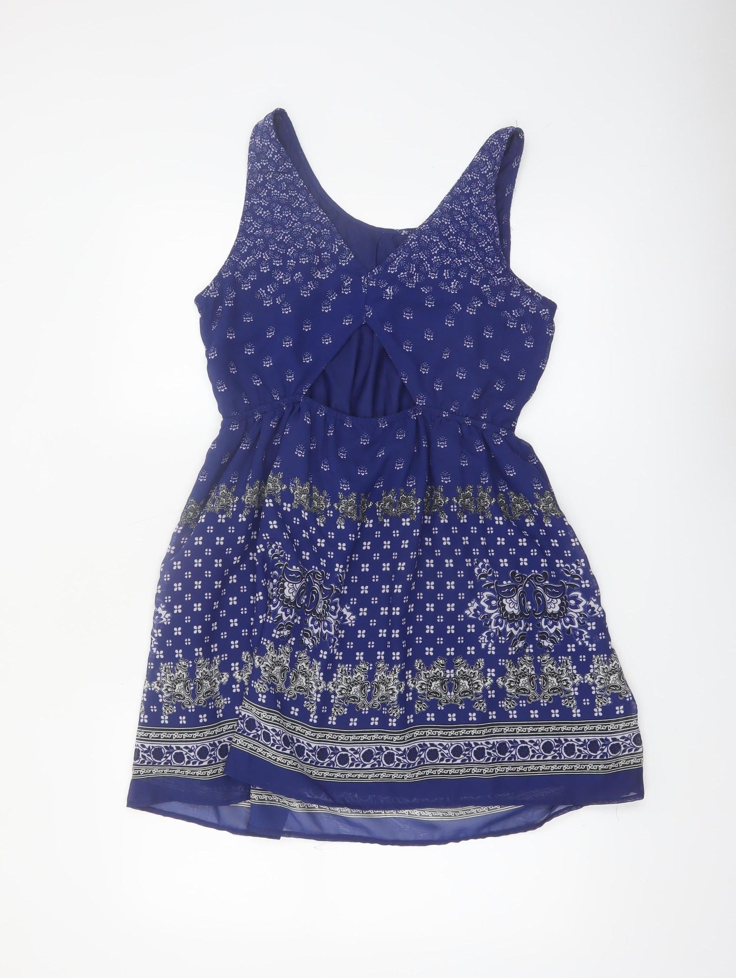 H&M Women Blue Sleeveless A-Line Short Dress Size 14