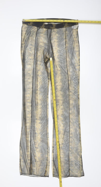 Zara Women Multicoloured Mesh Wide-Leg Trousers Size XL