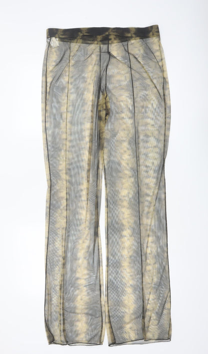 Zara Women Multicoloured Mesh Wide-Leg Trousers Size XL