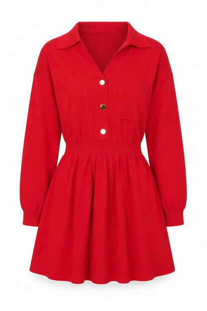 Next Women’s Red Collared Shirt Dress L Long Sleeve Knit