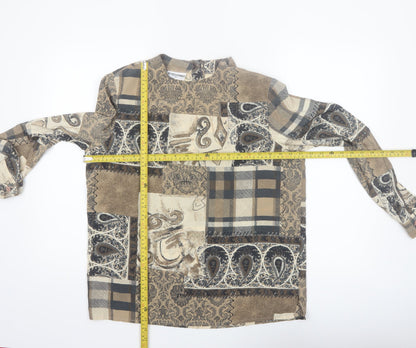 Alfred Dunner Women's Beige Paisley Patchwork Long Sleeve Tunic Blouse Size 10