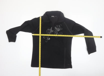CMP Womens Black Fleece Pullover Sweatshirt M Rhinestone 1/4 Zip