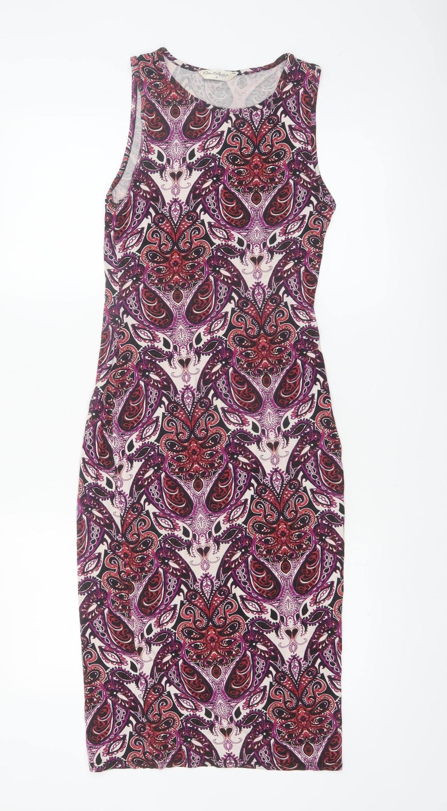 Miss Selfridge Women's Multicoloured Paisley Bodycon Dress Size 6