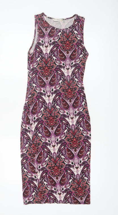 Miss Selfridge Women's Multicoloured Paisley Bodycon Dress Size 6