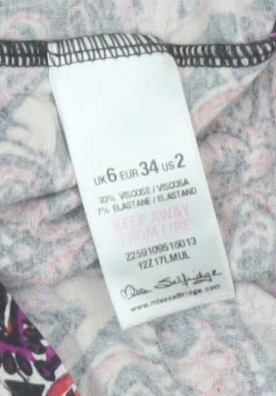 Miss Selfridge Women's Multicoloured Paisley Bodycon Dress Size 6