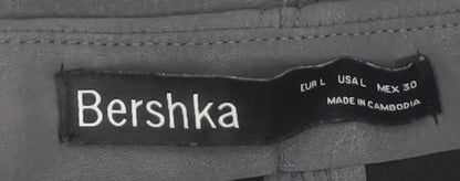 Bershka Women's Grey Faux Leather Strapless Bodycon Midi Dress Size 12