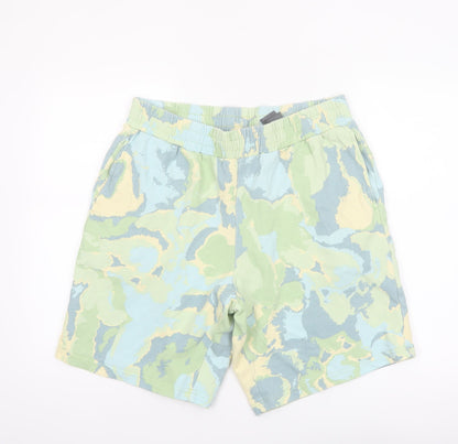 Monki Men's Multicoloured Sweat Shorts L Camouflage Cotton