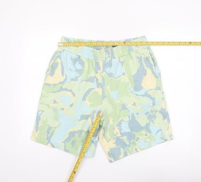 Monki Men's Multicoloured Sweat Shorts L Camouflage Cotton