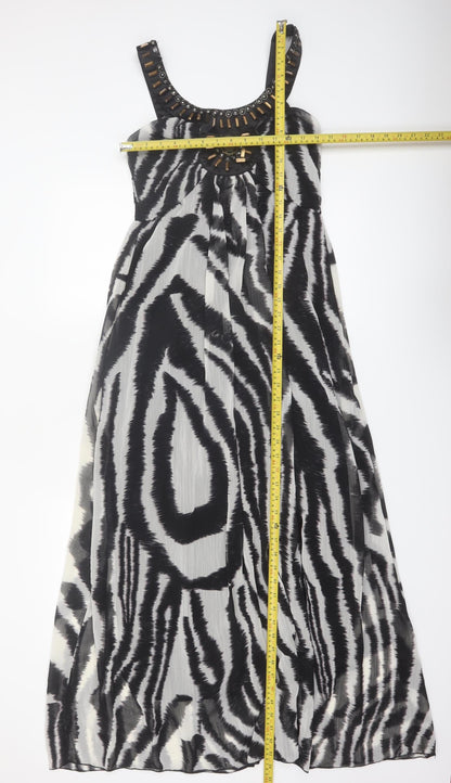 AX Paris Women’s Black Zebra Print Beaded Maxi Dress Size 8
