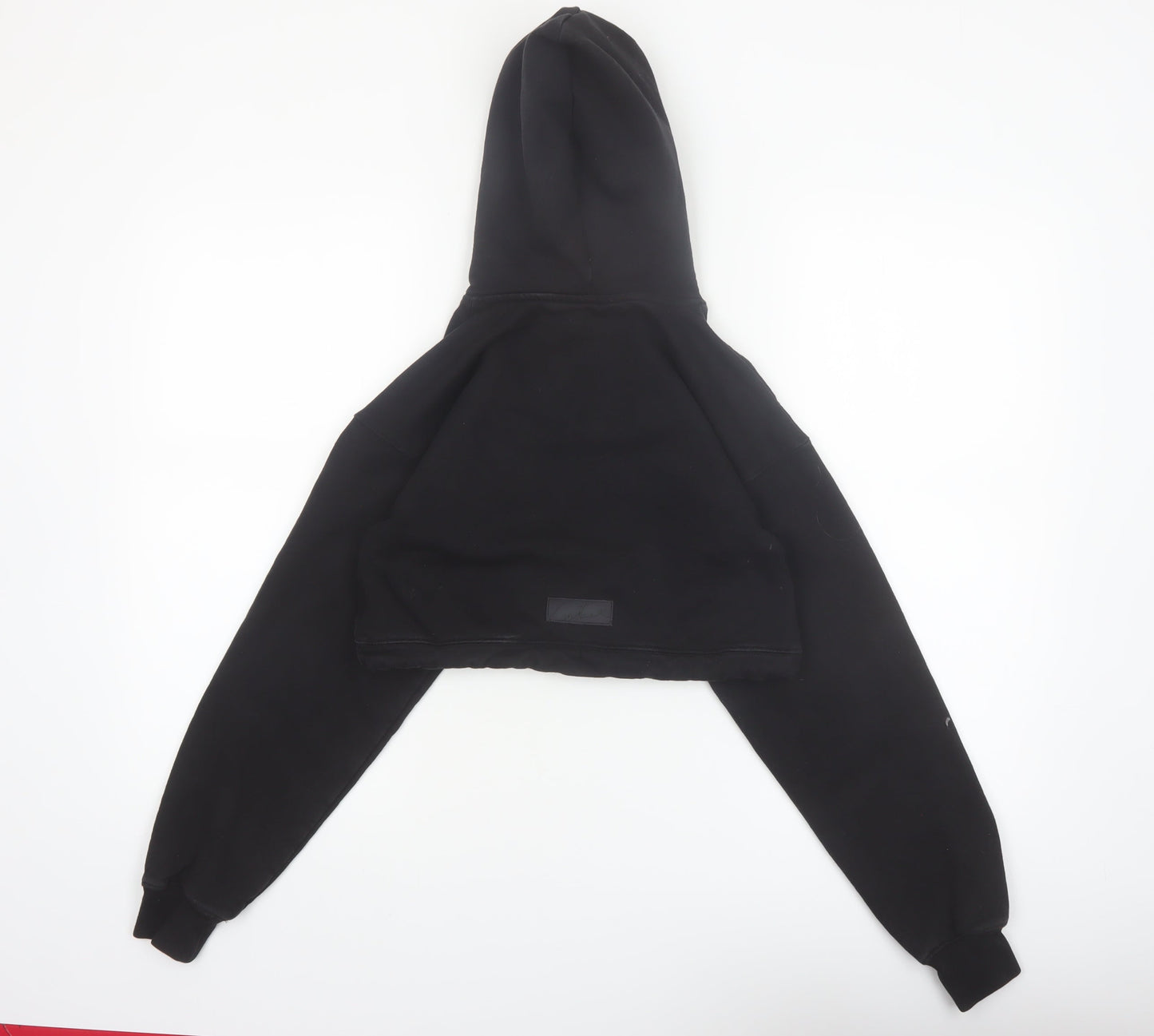 The Couture Club Women's Black Cropped Hoodie XXS Drawstring Cotton Blend