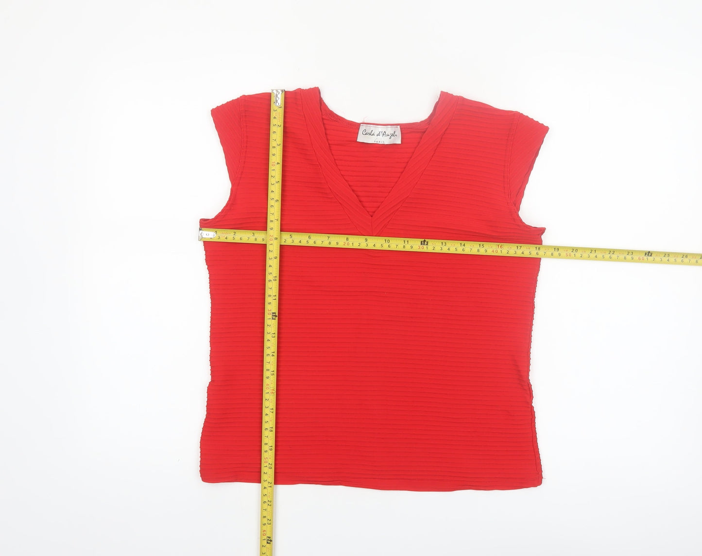 Carla d'Angeli Women Red V-Neck Sleeveless Stretch Blouse Size 16