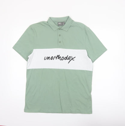ASOS Men’s Green & White Colourblock Polo Shirt Size M 100% Cotton