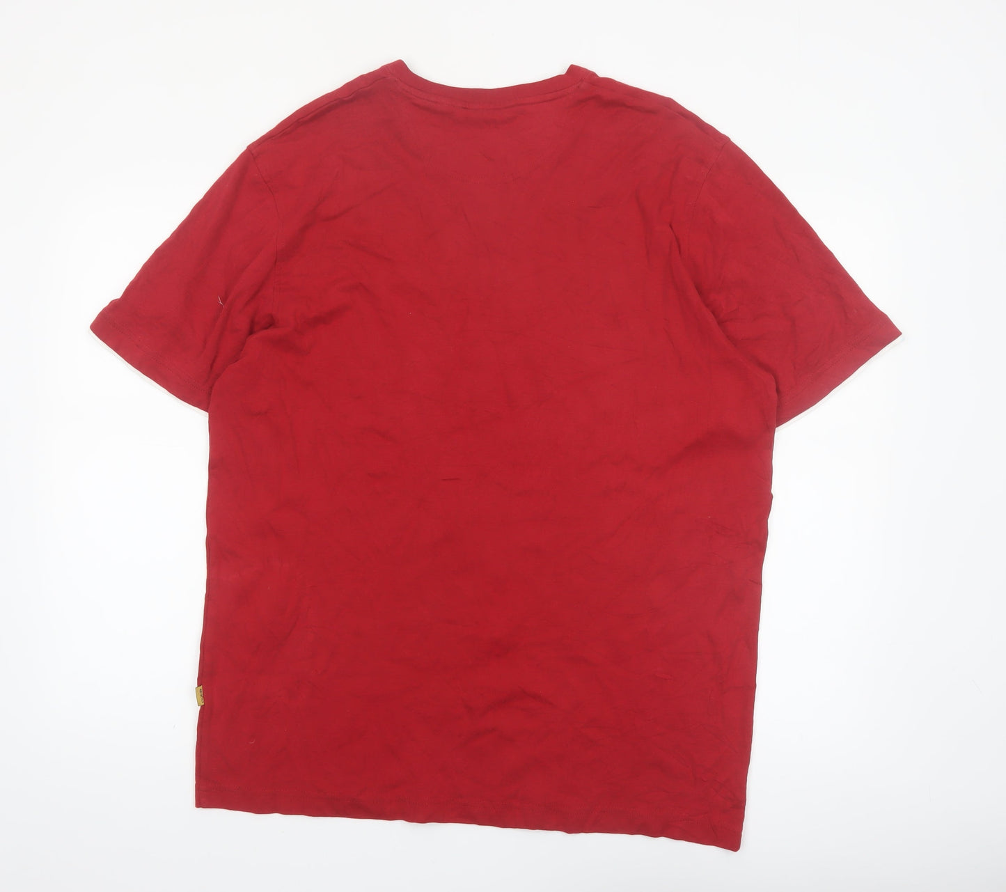 Maine New England Men's Red V-Neck Cotton T-Shirt Size L