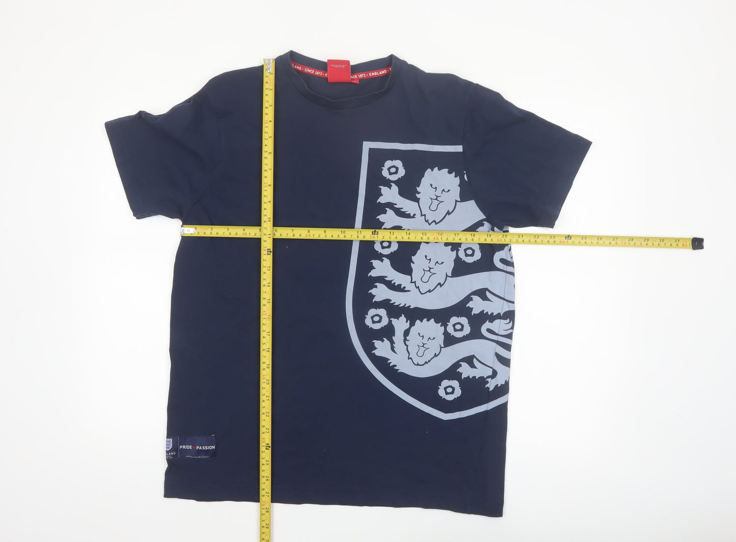 England Men’s Blue Large Short Sleeve Cotton Graphic T-Shirt
