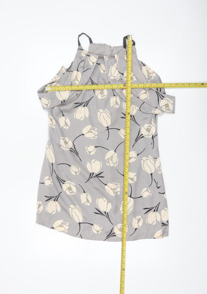 Phase Eight Women’s Grey Floral Cold Shoulder Shift Dress Size 12