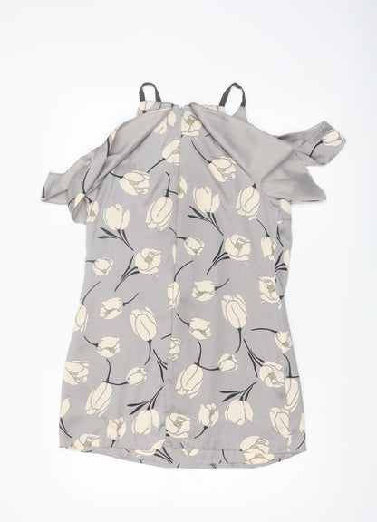 Phase Eight Women’s Grey Floral Cold Shoulder Shift Dress Size 12