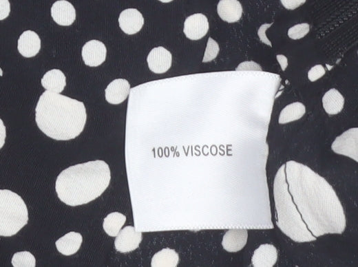 Kew 159 Women Black Polka Dot Sleeveless Ruffle Tunic Blouse Size 10
