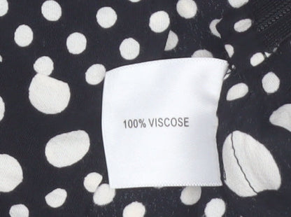 Kew 159 Women Black Polka Dot Sleeveless Ruffle Tunic Blouse Size 10