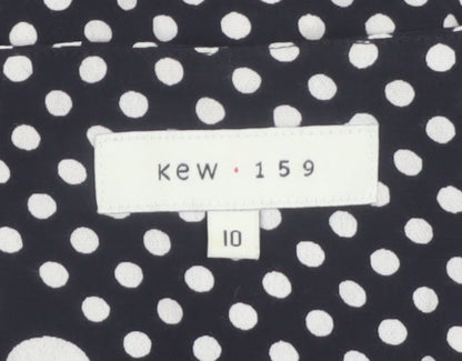 Kew 159 Women Black Polka Dot Sleeveless Ruffle Tunic Blouse Size 10
