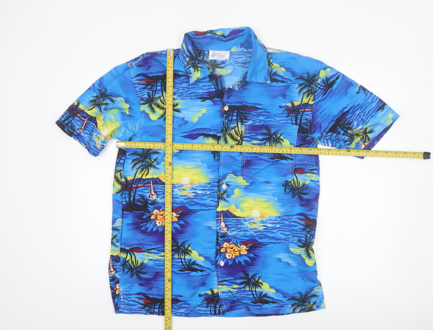 Wicked Costumes Men's Blue Hawaiian Button-Up Shirt Size S