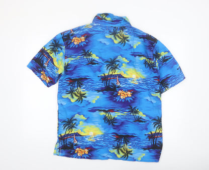Wicked Costumes Men's Blue Hawaiian Button-Up Shirt Size S