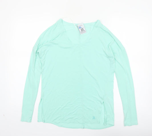 Salomon Women's Green XS Lightweight Long Sleeve V-Neck Sports Top