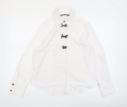 Zara Women White Collared Long Sleeve Button Blouse XS