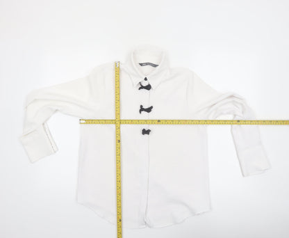 Zara Women White Collared Long Sleeve Button Blouse XS