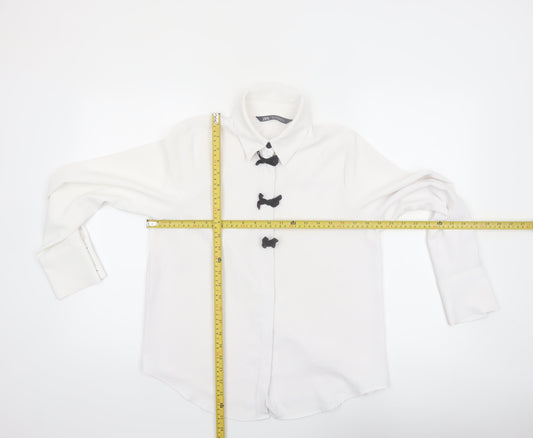 Zara Women White Collared Long Sleeve Button Blouse XS