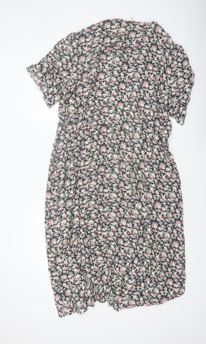 Oasis Womens Floral Wrap Dress Multicoloured Size 26 Viscose