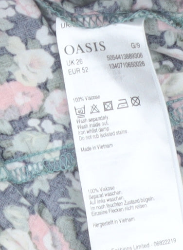 Oasis Womens Floral Wrap Dress Multicoloured Size 26 Viscose