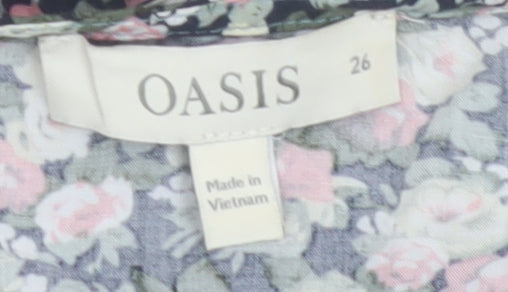 Oasis Womens Floral Wrap Dress Multicoloured Size 26 Viscose