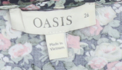 Oasis Womens Floral Wrap Dress Multicoloured Size 26 Viscose