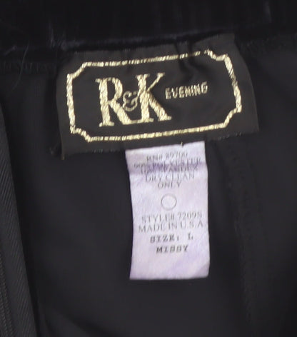 R&K Evening Women’s Black Velvet A-Line Knee Length Skirt L