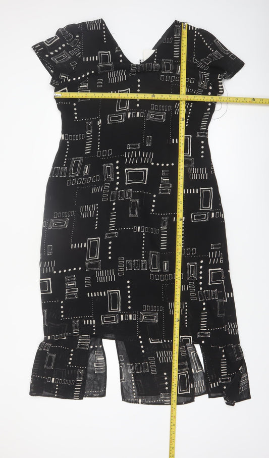Jolibel Petite Black Geometric Sheath Dress Women’s Size 12