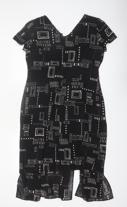Jolibel Petite Black Geometric Sheath Dress Women’s Size 12