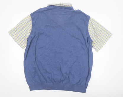 Lincoln Men's Blue 2XL Cotton V-Neck Sleeveless Jumper Vest