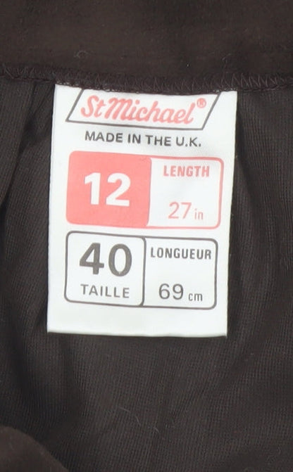 Marks and Spencer Women Brown A-Line Knee Length Skirt Size 12