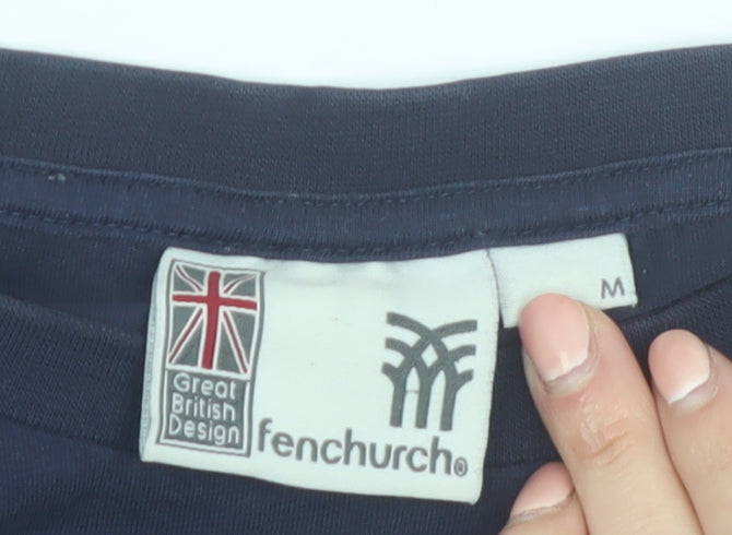 Fenchurch Men's Navy Blue Graphic Print Cotton T-Shirt Size M