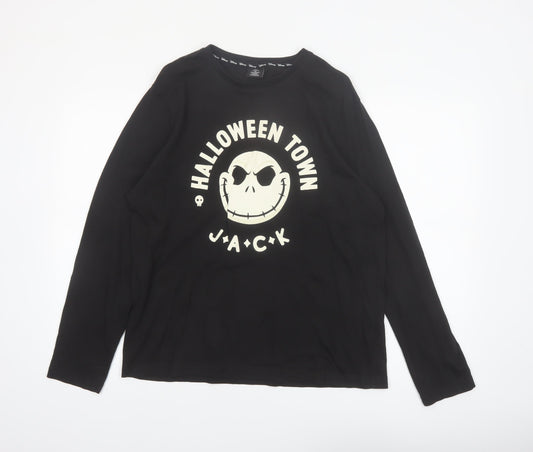 Tu Men’s Black Halloween Town Jack Long Sleeve Cotton Top Size M
