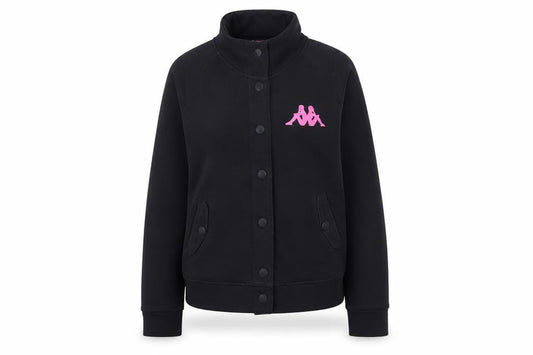 Kappa Women’s Black Bomber Jacket S Logo Button Up