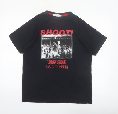 SHOOT! Men's Black Medium Football Legends Graphic T-Shirt
