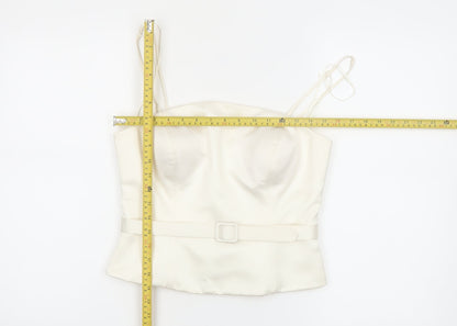 Ronald Joyce Women Ivory Satin Camisole Sweetheart Blouse UK 12