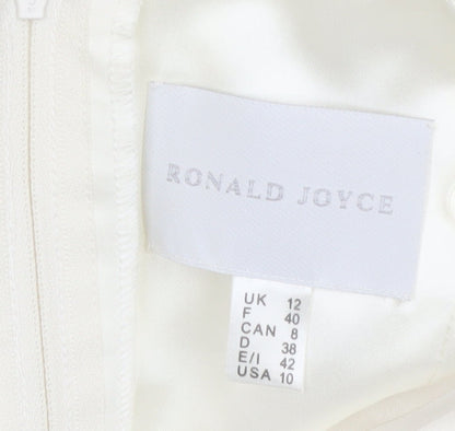 Ronald Joyce Women Ivory Satin Camisole Sweetheart Blouse UK 12