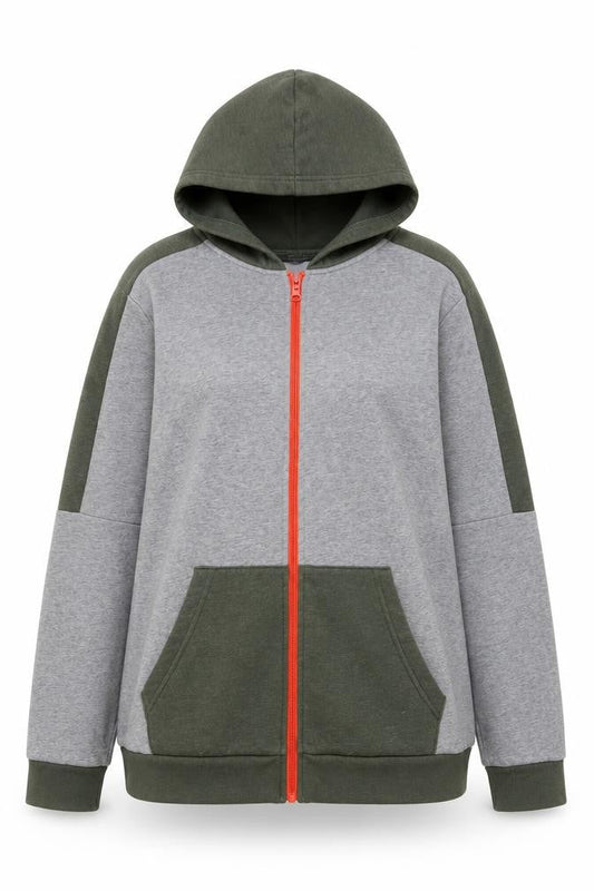 Champion Womens Grey Green Full Zip Hoodie XL 16-18 Casual Cotton Blend